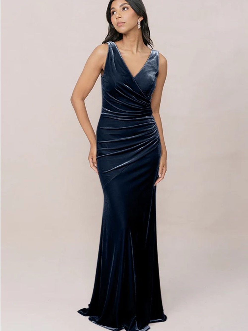 Revelry Dawson Royal Blue Velvet V-Neck Maxi Gown